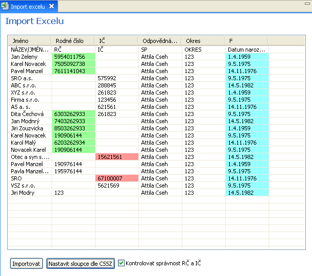 Tabulkový vstup - MS Excel Tato funkce umožňuje načíst soubor typu csv, nebo MS Excel a pracovat s ním v IDFU jako s tabulkou. Data lze do tabulky zadávat a měnit podobně jako například v MS Excel.