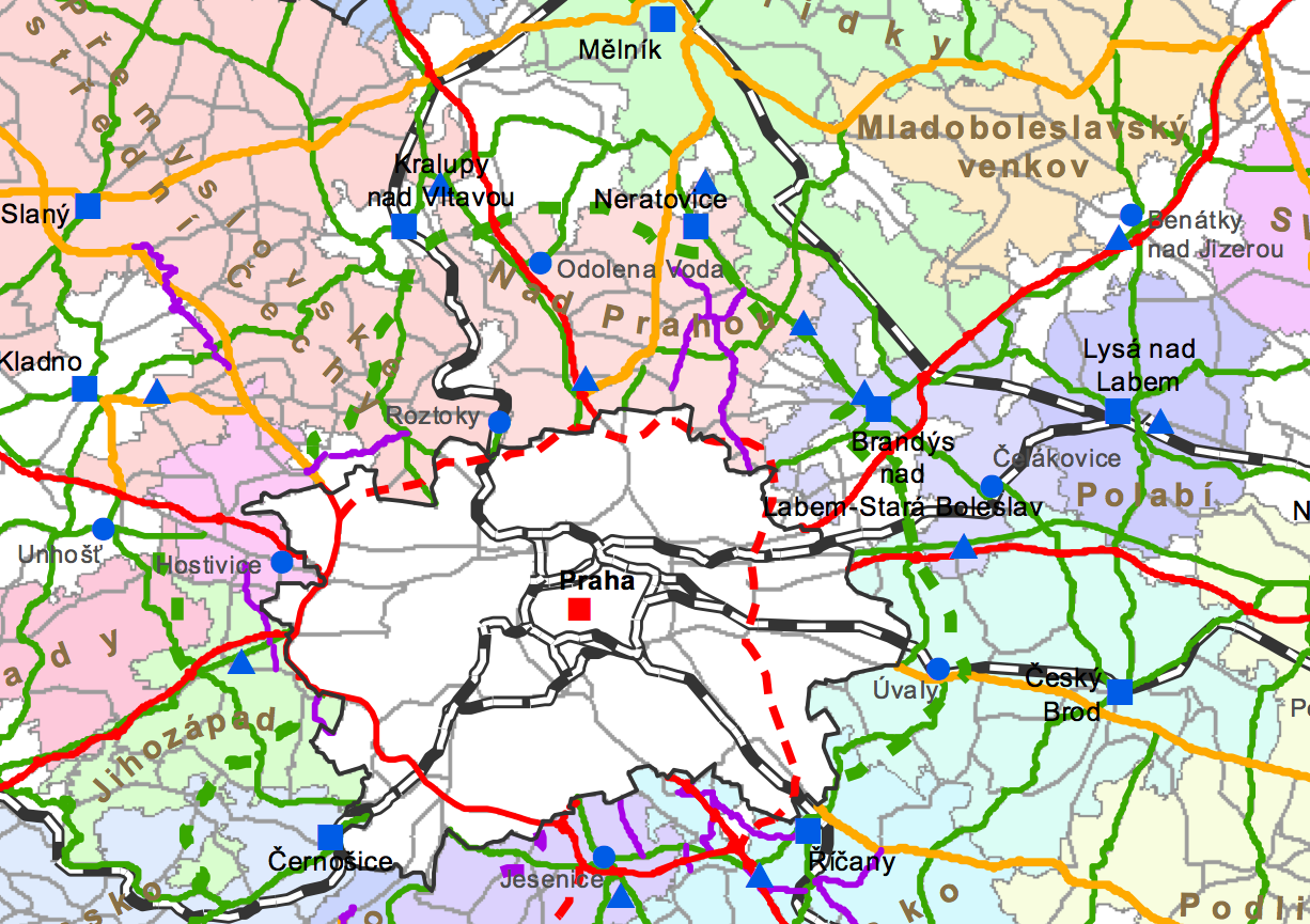 Obrázek 4 - Mapa - obce MAS Nad Prahou Bašť, Bořanovice, Brázdim, Čakovičky, Hovorčovice, Husinec, Chlumín, Chvatěruby, Klecany, Klíčany, Kojetice, Kostelec nad Labem, Líbeznice, Máslovice, Měšice,