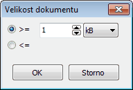 Práce s programem 25 Filtr podle čísla aktualizace vybere dokumenty podle čísla aktualizace Filtr podle velikosti dokumentu omezí výpis dokumentu podle velikosti Všechny smazané dokumenty - vypíše