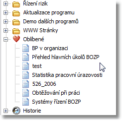 38 3.16 Oblíbené dokumenty Každý uživatel si může zjednodušit otvírání často používaných dokumentů a to tak, že si je označí jako oblíbené.