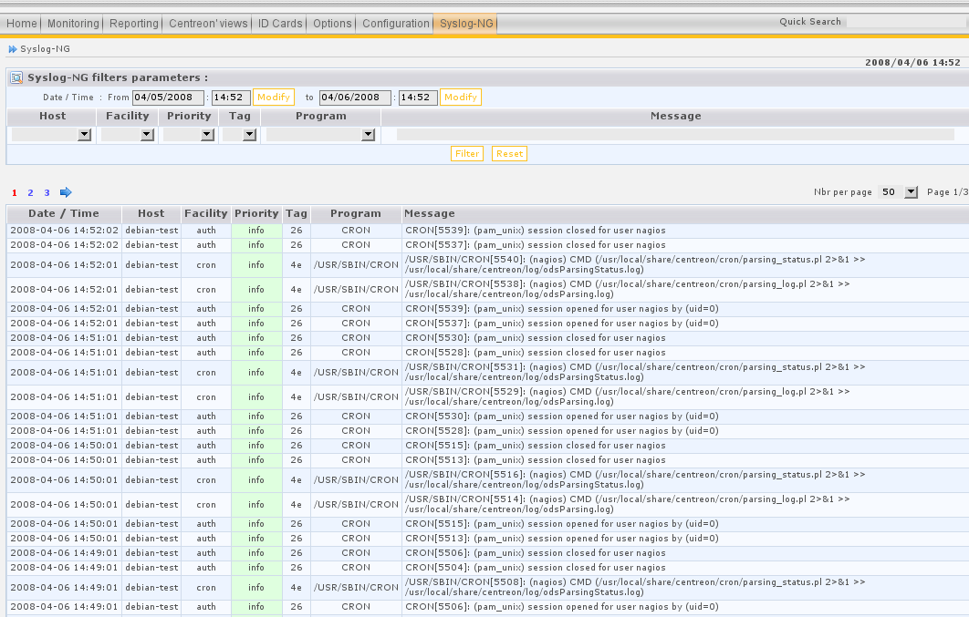 SÍTĚ Nagios + Centreon + MySQL moduly pro Centreon Jenom bych ještě upozornil, že data se sypou do databáze stále a stále.