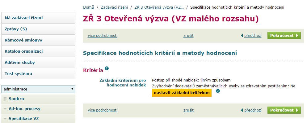 Zde definujeme, kdo bude připravovat smlouvu a o jaký typ smlouvy se jedná. V případě potřeby můžeme přiložit návrh smlouvy. Po příslušné volbě klikneme na tlačítko Pokračovat.