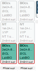 ! Suplování Spojení hodin Typickým a častým stavem (zejména u dělené výuky) je potřeba spojit hodiny výuky do jedné.