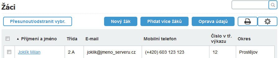 Hromadné přidání více žáků do třídy Již víte, jak přidávat do třídy jednoho žáka.