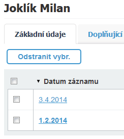 6. Pokud se i chcete přesvědčit, jak je to s daty okresu ve starším záznamu (z 1.2.) a v nověji právě přidaném (z 3.4.), můžete, a to v právě aktivním pokročilém pohledu na matriku žáka.