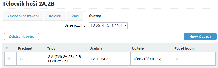 Tvorba úvazku prakticky zařazení společné úvazkové mezitřídní hodiny Další možností je sestavení úvazku spojené výuky, která prolíná více třídami.