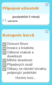 Obrázek č. 20 Připojení uživatelé a přehled kurzů daného přihlášeného uživatele 2.5 Jak editovat / opravovat osobní profil uživatele Po úspěšném přihlášení se každému uživateli vytvoří jeho profil.