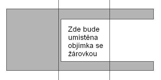 Obr. 22 Základní tvar plechu - Mezera mezi nožičkami by měla být tak velká, aby se sem dala vsunout objímka, ale aby nepropadla 5.