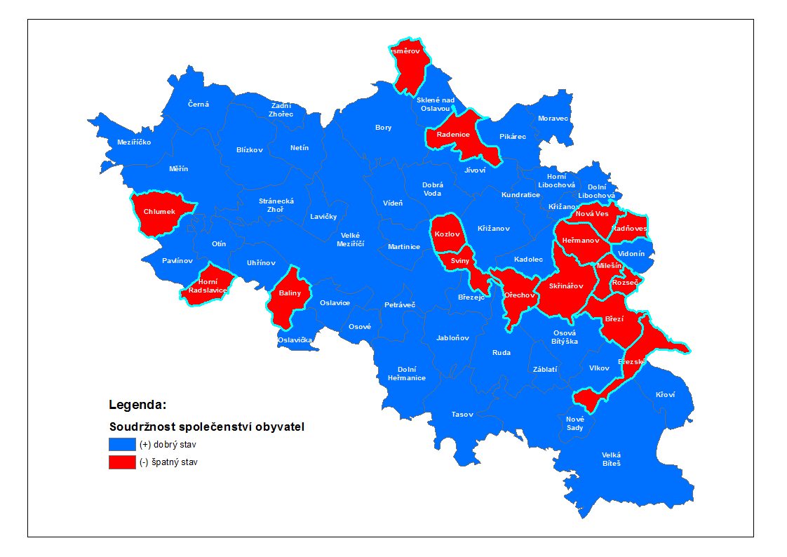 Obr. č. 27a: Vyhodnocení vyváženosti v rámci soudržnosti společenství obyvatel r.2012 Obr. č. 27b: Vyhodnocení vyváženosti v rámci soudržnosti společenství obyvatel r.