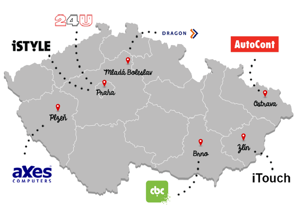 2 MOŽNOSTI POUŽITÍ VE VZDĚLÁVACÍM PROCESU Obr. 20 Mapa školení Na Obr. 20 je k vidění mapa školících center.