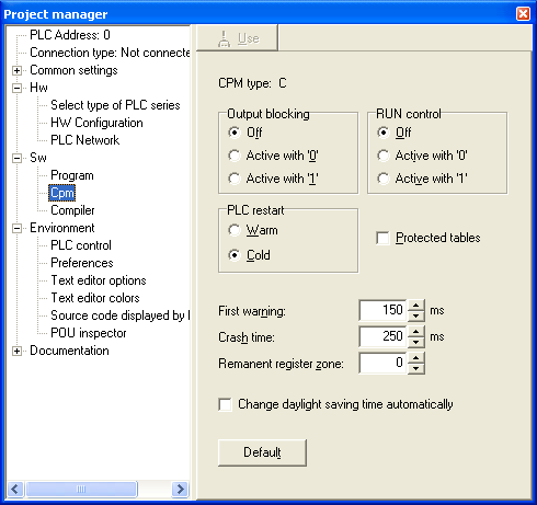 TECOMAT TC700 Programmable logic controllers such cases when the tables are modified by the user program). By default, the entire user program is backed up (option disabled).