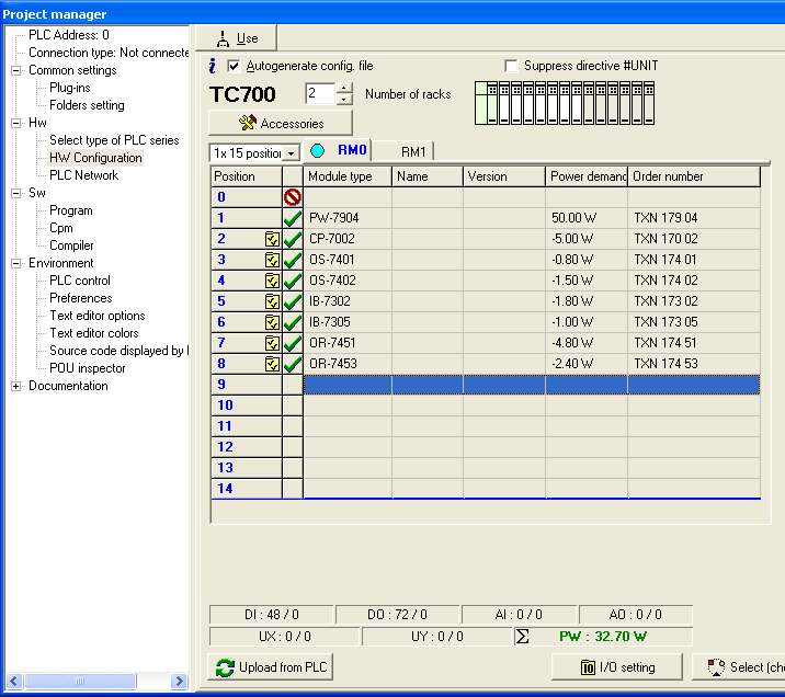 TECOMAT TC700 Programmable logic controllers This information allows to check readiness of the entire PLC to be controlled, before program initialization.