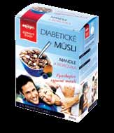 SPECIÁLNÍ CEREÁLIE MYSLÍME NA VÁŠ DENNÍ REŽIM DIA DIABETICKÉ MÜSLI MANDLE A BORŮVKA Balení: 200 g, Karton 8 ks 1000 g, Karton 8 ks bez přidaného cukru vhodné pro diabetiky a osoby, které chtějí