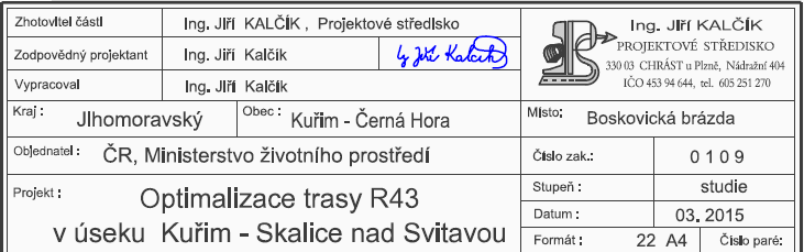 TECHNICKÁ ZPRÁVA R43 v ÚSEKU