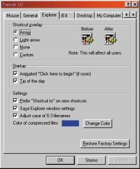 V y s t ř i h o v á n k a TweakUI pro Windows 98 Nala te si Windows podle svých představ Pavel Broža TweakUI je program, který umožňuje nastavit parametry Windows 98 bez přímého zásahu do registrů.