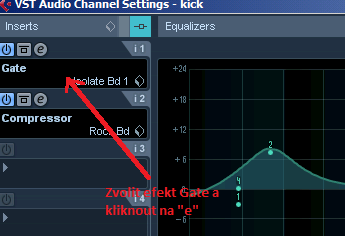 preset "isolate BD 1" - tím zaručíte, že do MIDI spínače nepůjdou přeslechy z jiných částí bicí a spínač se sepne jen v momentě, kdy opravdu bubeník šlápne na šlapku.