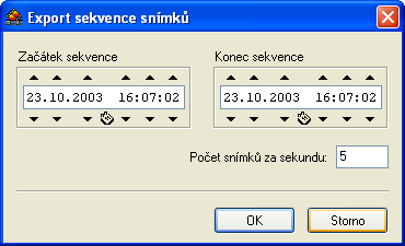 102 MRP-Video 3. Pravým tlačítkem myší klikněte nad plochou okna kamery a v zobrazené nabídce vyberte Exportovat sekvenci... 4. V dialogu Export sekvence snímku (Obr.