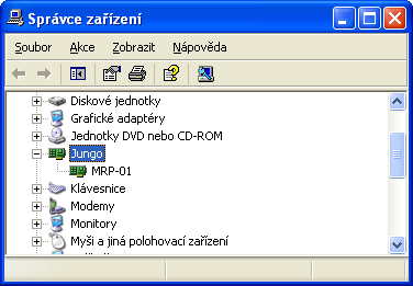 Instalace hardware 25 Pomocí Správce zařízení (viz Tento počítač -> Vlastnosti -> Hardware) můžete zkontrolovat nainstalované ovladače Video multiplexeru pod volbou Jungo, jak je vidět na obrázku.