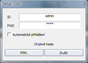 Setup Tool Přihlášení uživatele Přihlašování k NET-I viewer můžete nastavit automaticky při spuštění Setup Tool, Live Viewer, Map Viewer a Search Viewer. Automatické přihlášení 1.