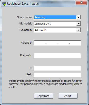 Registrace zařízení Můžete registrovat nové zařízení v rámci NET-i viewer, změnit nebo vymazat existující zařízení. Zaříz. (Auto) Registrace 1. V panelu nabídek vyberte [Entita] > [Vytvořit] > [Zaříz.