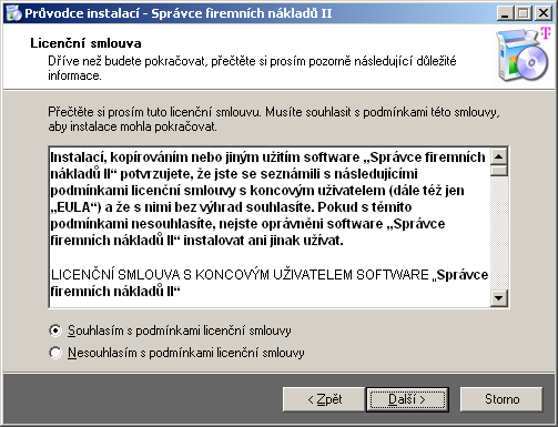 Instalace - krok 2 - licenční ujednání 3.