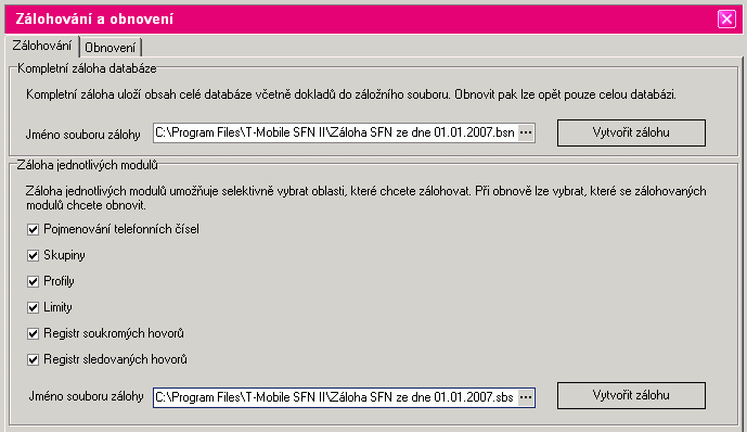 Nástroje 115 je možné pouze na lokální instalaci databáze, tzn. že server MSDE musí být nainstalován na stejném počítači, na kterém běží aplikace.