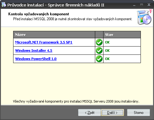 26 Instalace - krok 3.1 - kontrola vyžadovaných komponent 4.