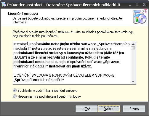 Instalace - krok 2 - licenční ujednání 3.