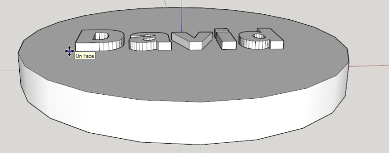 Pomocí nástroje Place 3D text vložíš své jméno na žeton. Napiš své jméno, zvol rozměr textu podle obrázku a umísti své jméno na žeton.