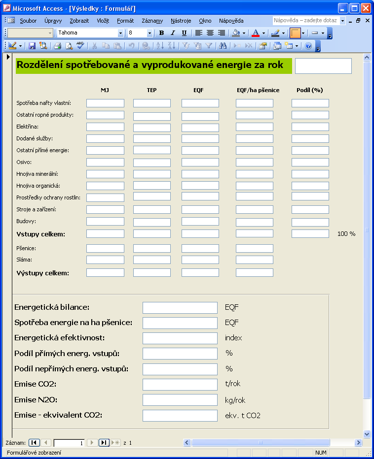 Obrázek 3. Výstupní formulář s výsledky energetické analýzy 5.