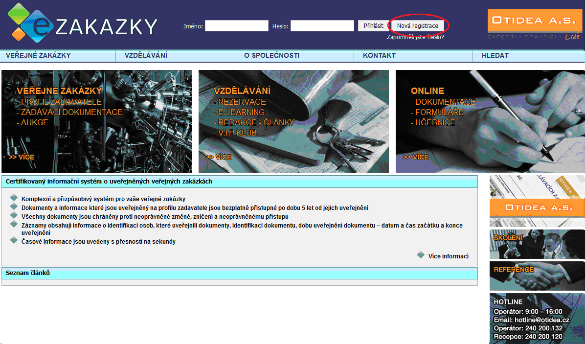 Část 1 Zřízení Profilu Zadavatele Krok 1. Ve svém internetovém prohlížeči zadejte adresu www.e-zakazky.