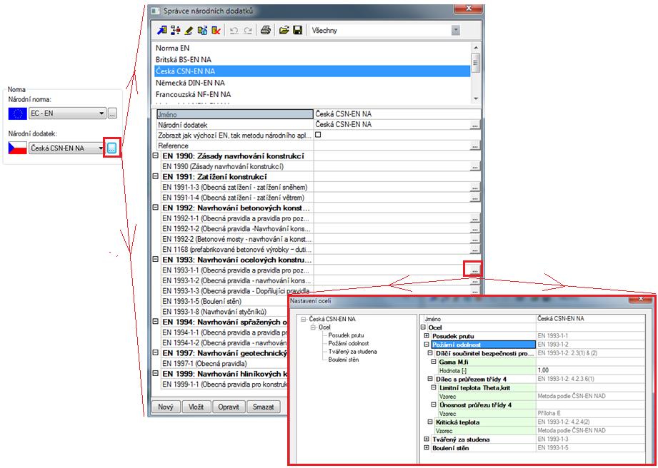 Při výběru národní normy Eurokód EC-EN máme možnost výběru Národního dodatku podle jednotlivých států Evropské Unie.