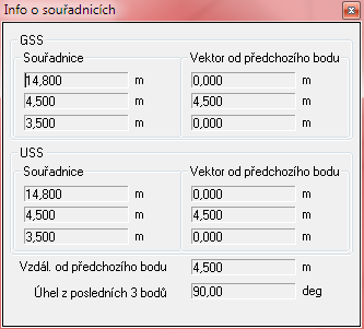 Poznámka Pro zjištění vzdálenosti vaznic použijte příkaz Nástroje Info o souřadnicích.