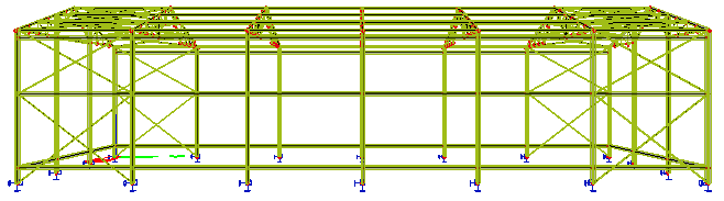 1. Geometrie 3D ocelové haly V tomto příkladu budeme modelovat následující konstrukci ocelové 3D haly.