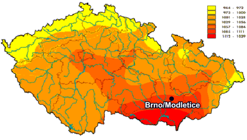 Obrázek č. 5 : Roční průměrný úhrn slunečního záření v ČR [kw/m 2 ] 30 2.5 Technologie a výrobní zařízení 2.5.1 Fotovoltaický jev Fotovoltaika využívá přímé přeměny světelné energie na elektrickou energii v polovodičovém prvku označovaném jako fotovoltaický nebo také solární článek.