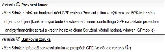 Maximální denní limit pro dobíjení kreditu mobilních telefonů bude při zahájení provozu služby GPmobile nastaven ve výši 15.000CZK na jedno prodejní místo (trafiku) člena Sdružení.