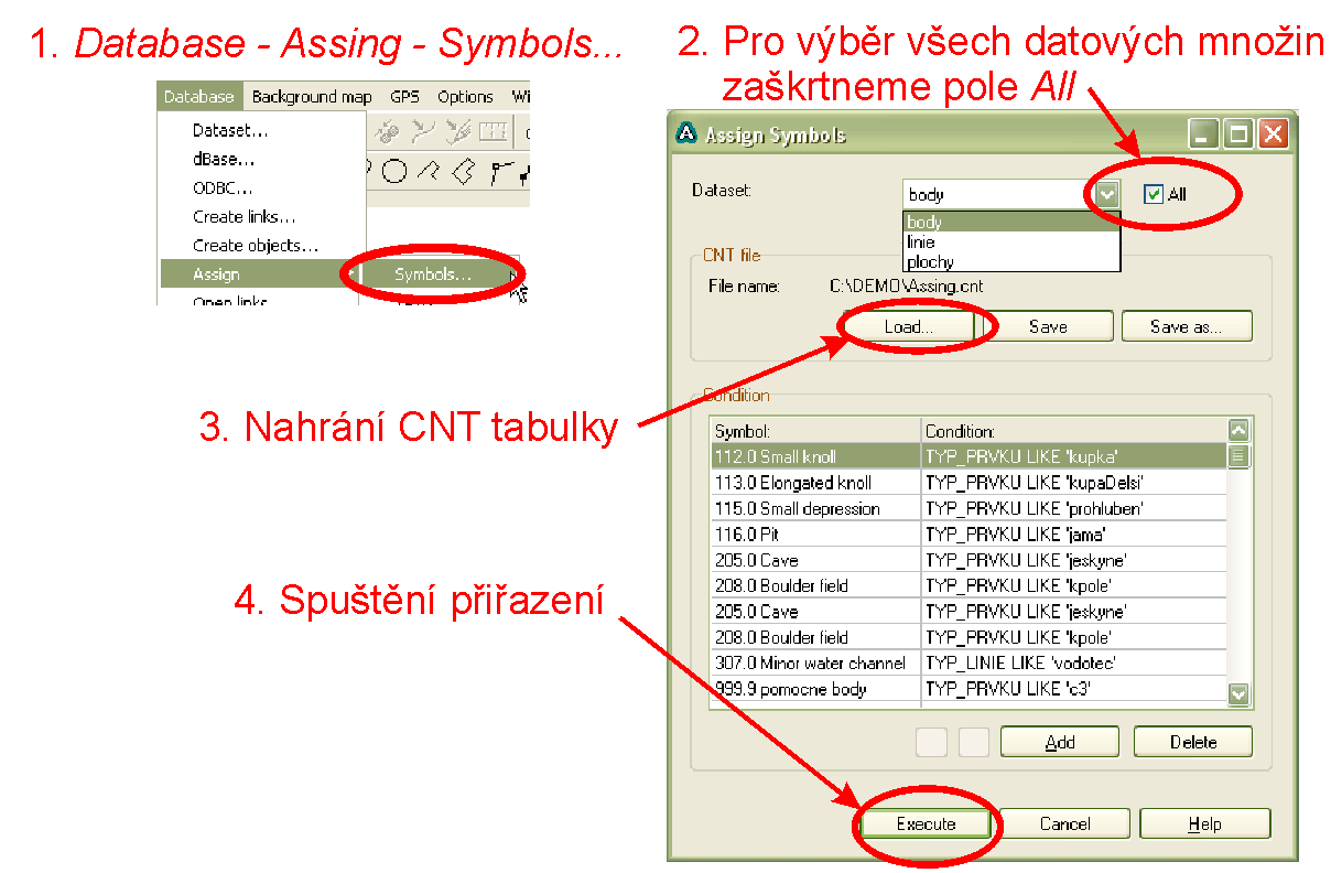 3.2. ZPRACOVÁNÍ SEBRANÝCH DAT V PC dáme metry). Po importu prvky nemají přiřazený žádný symbol a jsou zobrazovány šedou barvou.