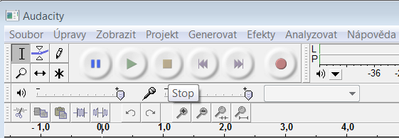 Zpracování multimédií - zvuk 3. Nyní máme program pro nahrávání komentáře nastaven a můžeme začít.