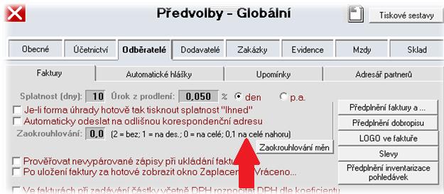 ODBĚRATELÉ Modernizace načítání nových partnerů dle IČ z internetu: nově se navrhnou k automatickému načtení i bankovní účty partnera (pouze CZ) Ve správci - předvolby globální - odběratelé, přibyla