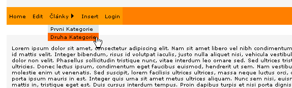 Obr.xxx. Ukázka menu 10 V ukázce můţeme vidět i pouţití stylů, které dodají menu přívětivější a přehlednější vzhled. V přiloţeném obrázku můţete vidět výsledek, který se zobrazí uţivateli.