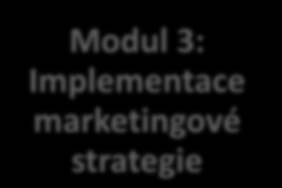 Formát kurzu Kurz se skládá ze tří modulů: Modul 1: Situační analýza Modul 2: Volba marketingové strategie Modul 3: Implementace marketingové strategie Každý modul má následující strukturu: Zamyšlení