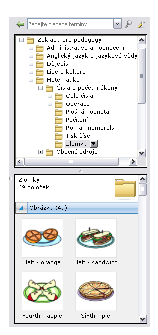 Základy pro pedagogy Matematika Vzorce a vztahy Algebra (62 objektů) Vţdy si můţeme vybrat, zda vyuţijeme výhody rozdělení galerie či si necháme zobrazit naprosto všechny objekty nebo jen část