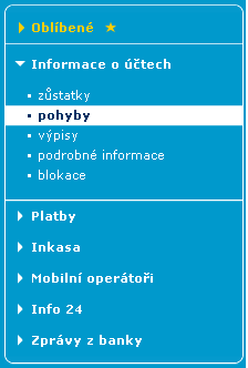 Poslední záložka je věnována platebním kartám, kde má klient přehled o všech svých platebních kartách, které má vystavené. Klient se zde také dozví aktuální stav karty a její platnost nebo číslo.