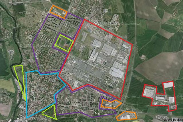 Vymezení funkčních zón v katastrálním území Mladé Boleslavi Areál Škoda Auto a. s.