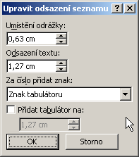 Napíšeme text, který má tvořit budoucí seznam s odrážkami. Text pro jednotlivé odrážky oddělíme klávesou Entr. Celý tento text označíme.