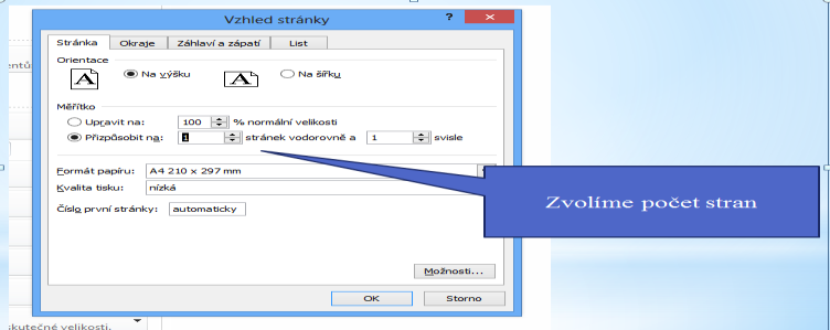 stejně jako ve Wordu použít příkaz Tisk na kartě Soubor. Vybereme tiskárnu a nastavíme parametry stránky. 13.2.