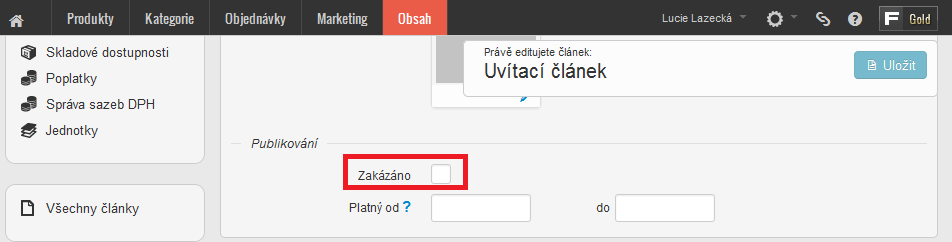 V sekci URL adresy máte možnost zadat vlastní URL adresu článku. Pokud ji nezadáte, pak bude URL adresa stránky článku vygenerována automaticky. Aliasy - zkrácená alternativní URL adresa.