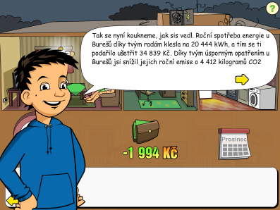 uspořenou energii. Hlavní údajem je pak, o kolik CO 2 za celý rok úspor s Burešovým snížil emise. Zde je jednoduchý přepočet 1 kwh = 0,57 kg CO 2.