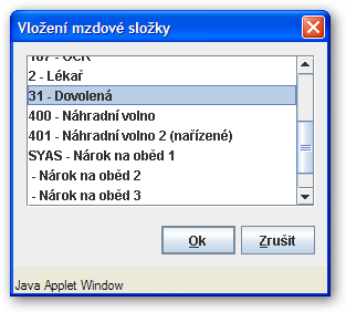 4. Editace docházky První dva řádky obsahují indikátor schválení docházky a příznaky pro jednotlivé dny.