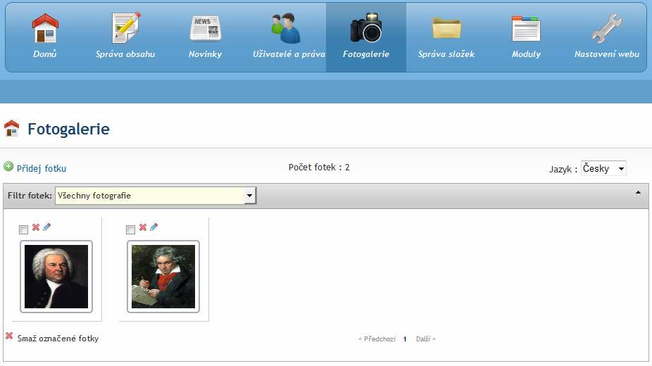 UTB ve Zlíně, Fakulta aplikované informatiky 48 2.1.5 Fotogalerie Modul fotogalerie byl vytvořen za účelem jednoduchého vkládání a členění obrázků do systému.